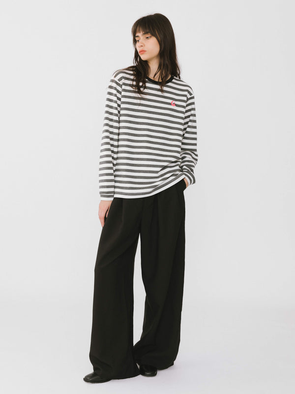 Cubic Oversized Striped Long Sleeve Top Gray