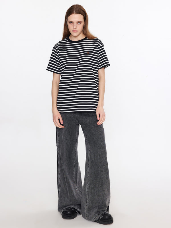 Cubic Oversized Striped T-shirt Purple