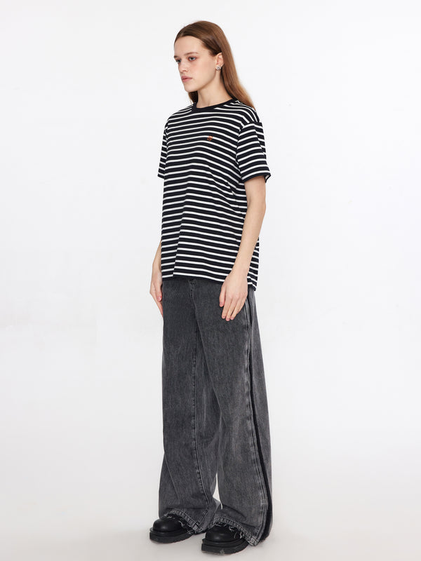 Cubic Oversized Striped T-shirt Purple