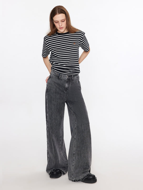 Cubic Oversized Striped T-shirt Purple