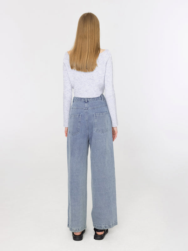 Cubic Oversized Wide Leg Blue Jeans Denim Blue