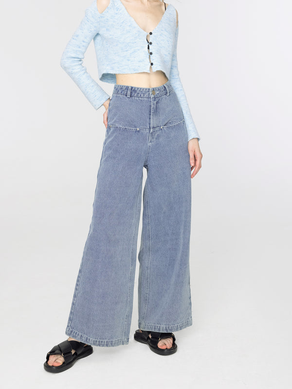 Cubic Oversized Wide Leg Blue Jeans Denim Blue