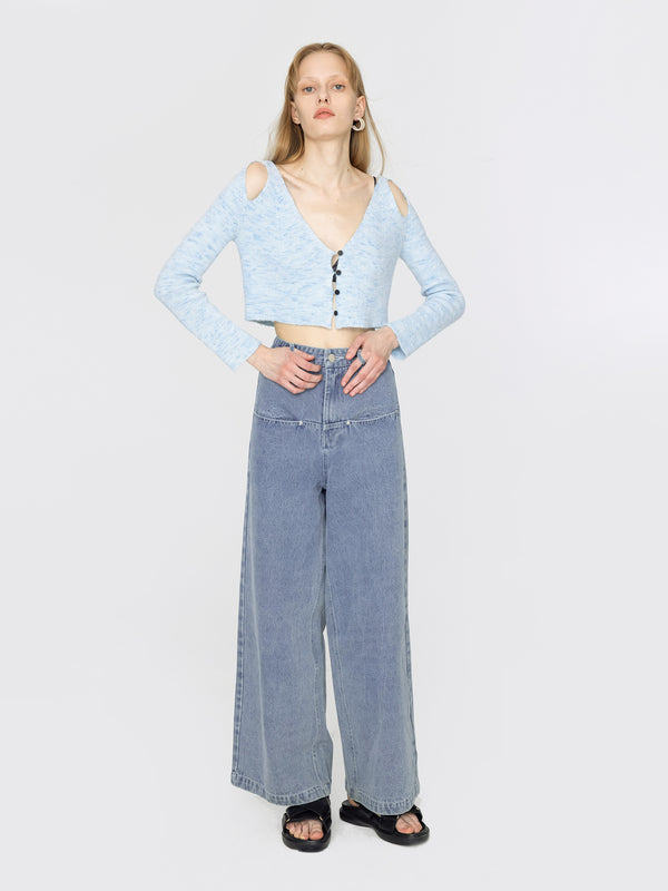cubic Oversized Wide Leg Blue Jeans Denim Blue
