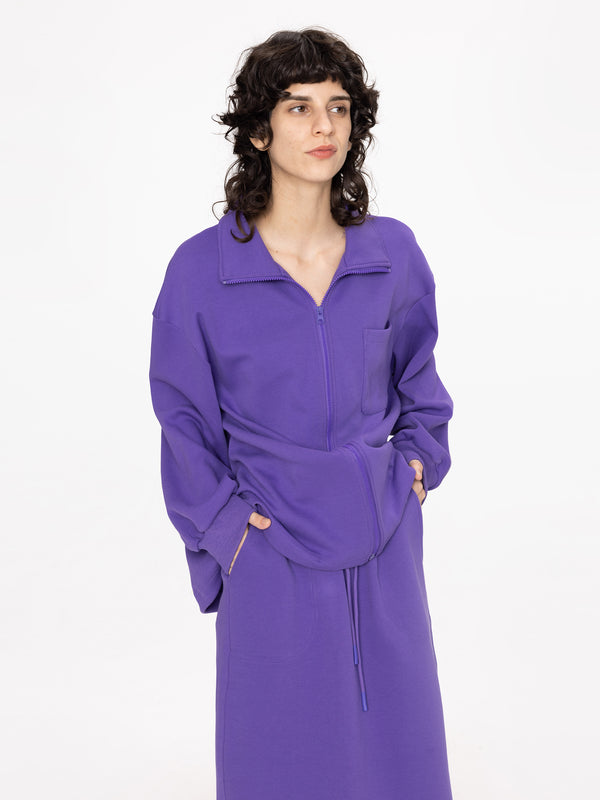 Cubic Oversized Zip Up Jacket Brown