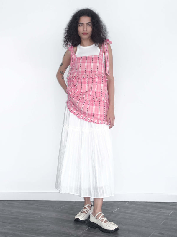 Cubic Pink Ruffled Striped Cami Top Pink