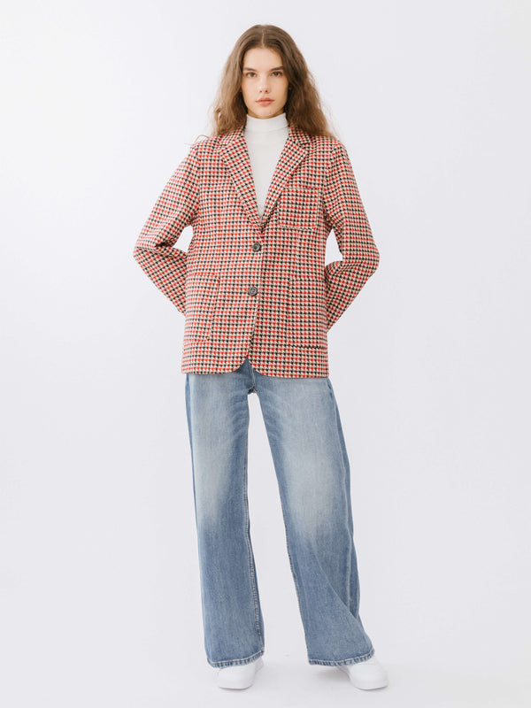 Cubic Plaid Thick Classic Blazer Red