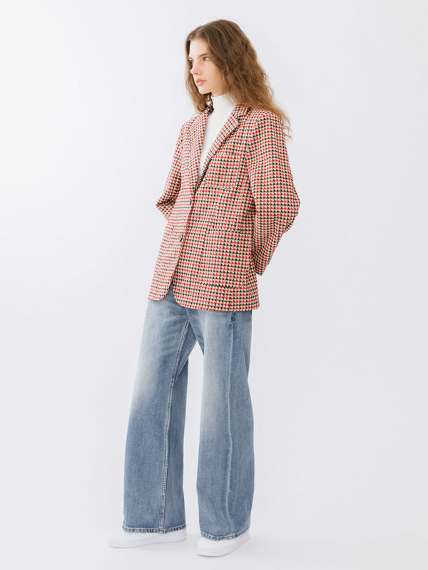 Cubic Plaid Thick Classic Blazer Red