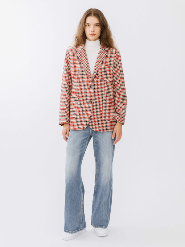 Cubic Plaid Thick Classic Blazer Red