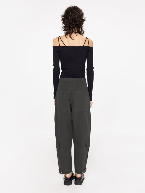 Cubic Pleat Cargo Trousers Khaki