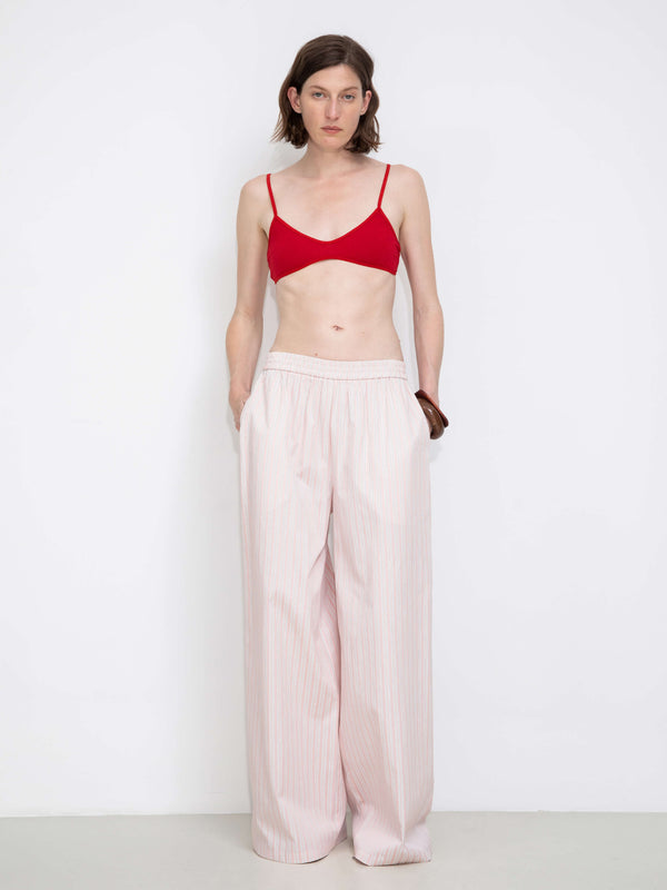 Cubic Pleated Striped Wide-Leg Trousers Pink