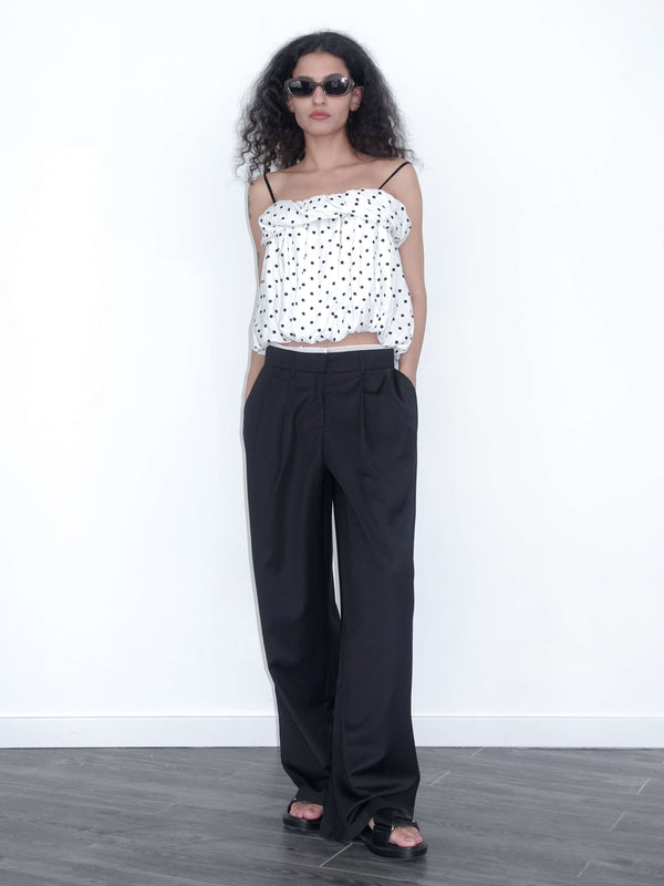 Cubic Polka Dots Print Cropped Cami Top White