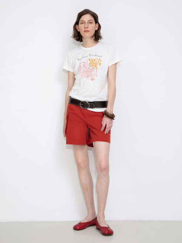 Cubic Printed Casual Short-Sleeve Top White