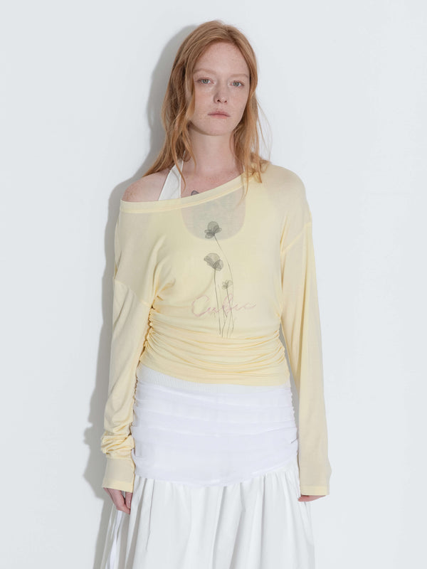 Cubic Printed Tencel Long Sleeve Top White