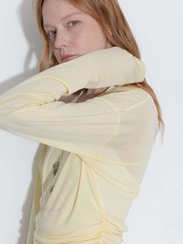 Cubic Printed Tencel Long Sleeve Top White