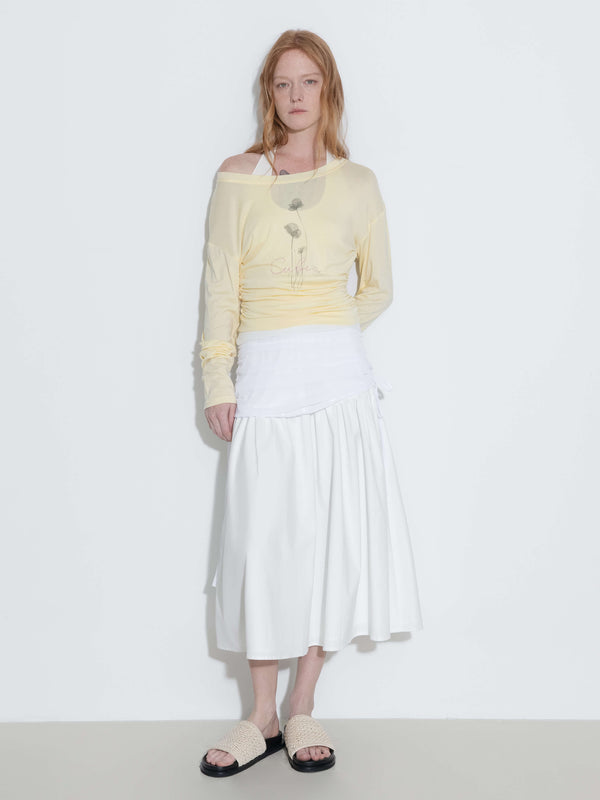 cubic Printed Tencel Long Sleeve Top White