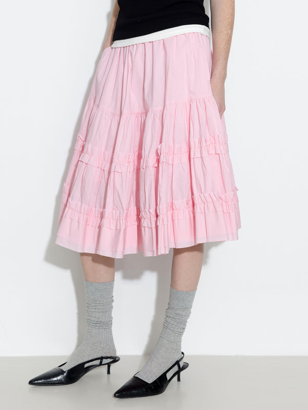 Cubic Pure Cotton Ruffle Cake Skirt White