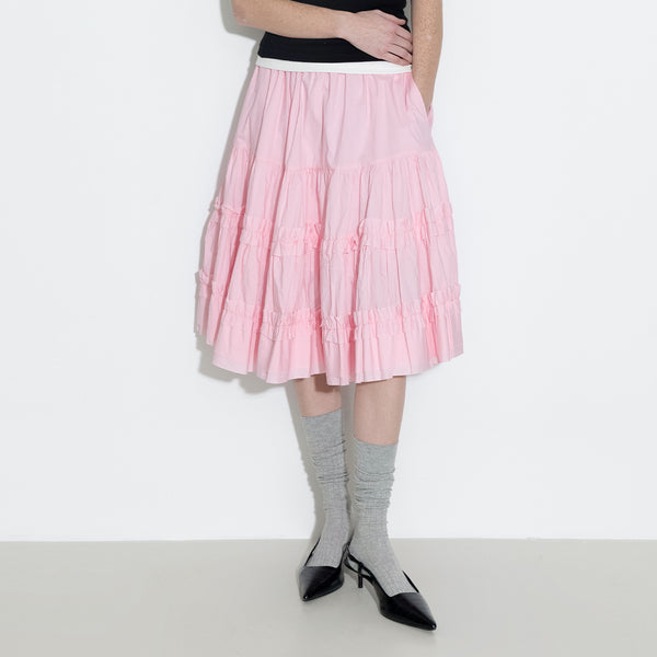 Cubic Pure Cotton Ruffle Cake Skirt White