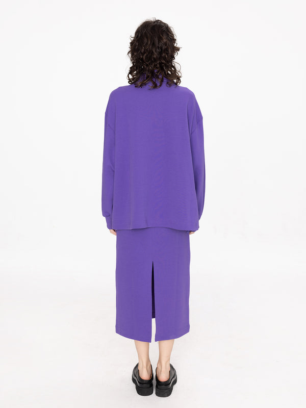 Cubic Purple A-line Midi Skirt Purple