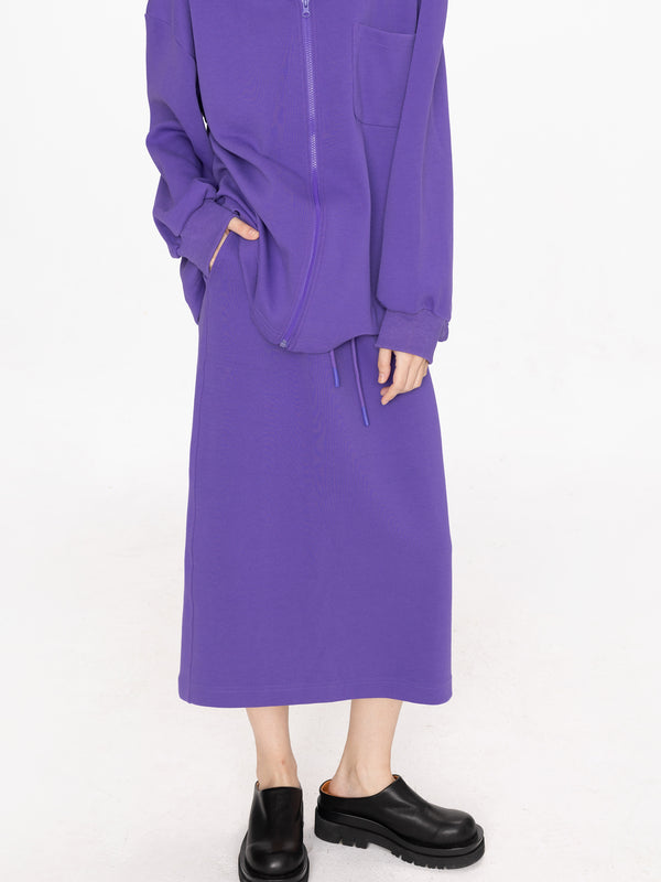 cubic Purple A-line Midi Skirt Purple