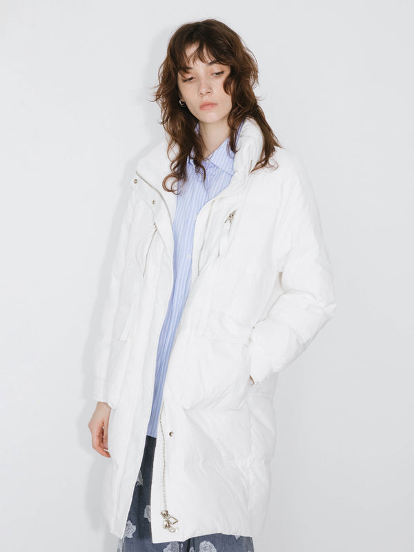 Cubic Raglan Long Puffer Down Coat Tan