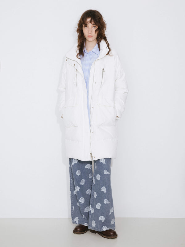 cubic Raglan Long Puffer Down Coat Tan