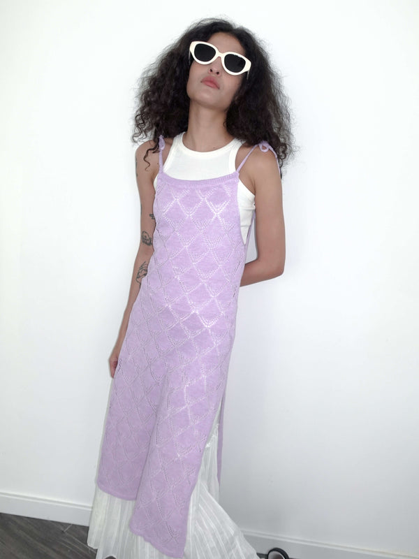Cubic Retro Knitted Jacquard Dress Purple