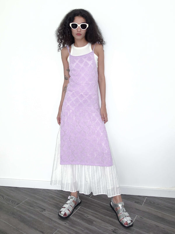 cubic Retro Knitted Jacquard Dress Purple