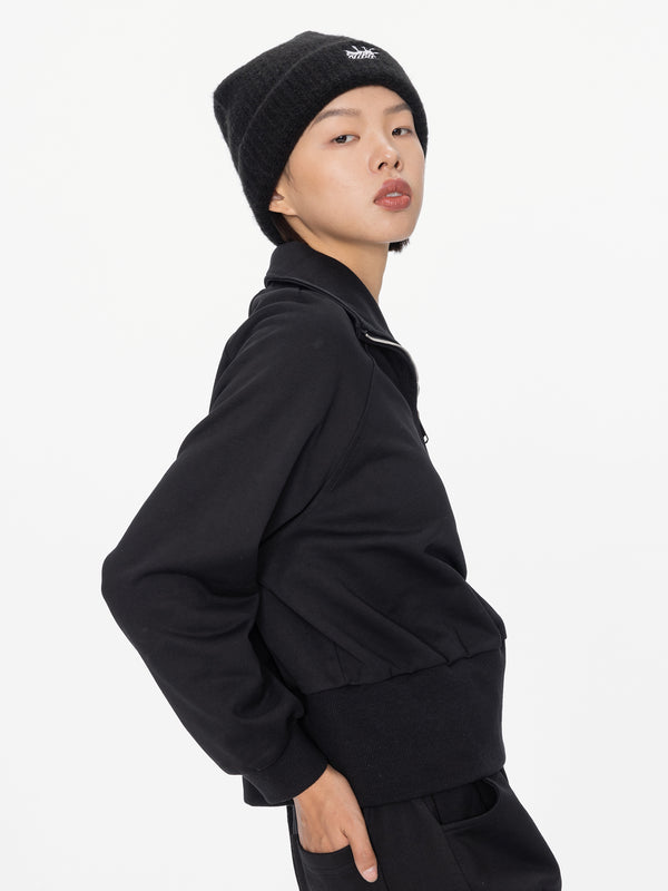 Cubic Ribbed Knit Splash CUBIC Beanie Black