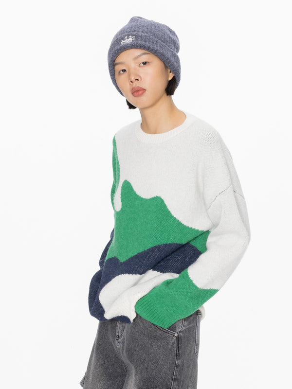 Cubic Ribbed Knit Splash CUBIC Beanie Black