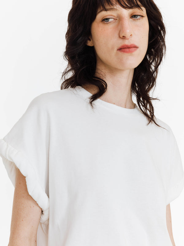 Cubic Round Neck White Casual T-shirt White