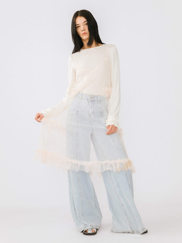 cubic Sheer Tulle Sling Dress Airport