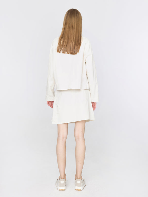 Cubic Short Asymmetric Cotton Jacket Beige