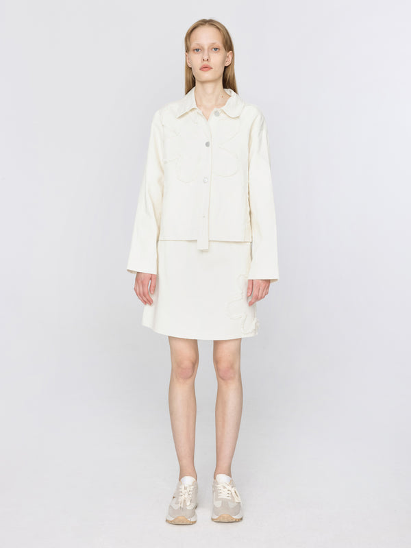 Cubic Short Asymmetric Cotton Jacket Beige