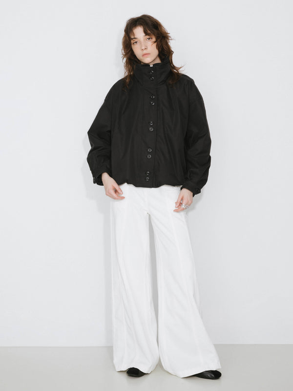 cubic Short High Collar Zip Up Down Coat White