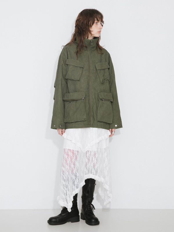 Cubic Short High Neck Puffer Jacket DarkOliveGreen