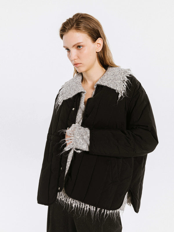 Cubic Short Quilted Down Jacket Black