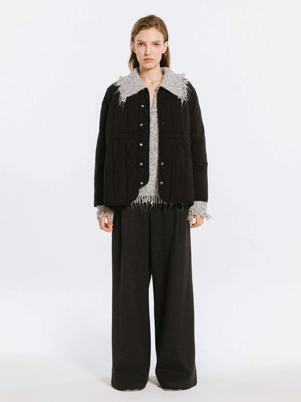 Cubic Short Quilted Down Jacket Black