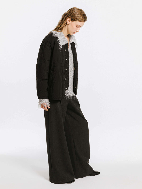 Cubic Short Quilted Down Jacket Black