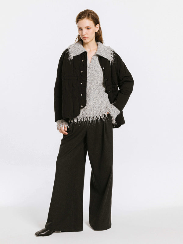 cubic Short Quilted Down Jacket Black