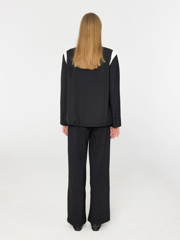 Cubic Shoulder Panel Drawstring Blazer Tan