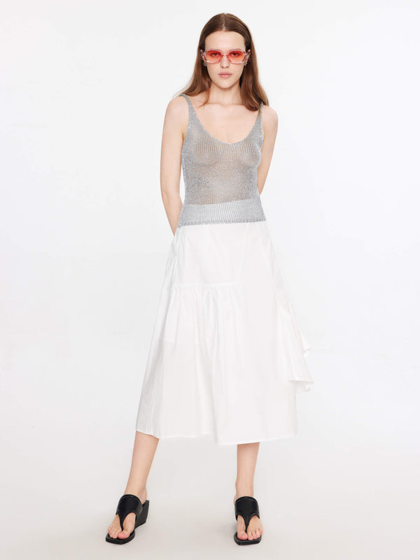 Cubic Silver Sleeveless Thin Knit Vest Silver