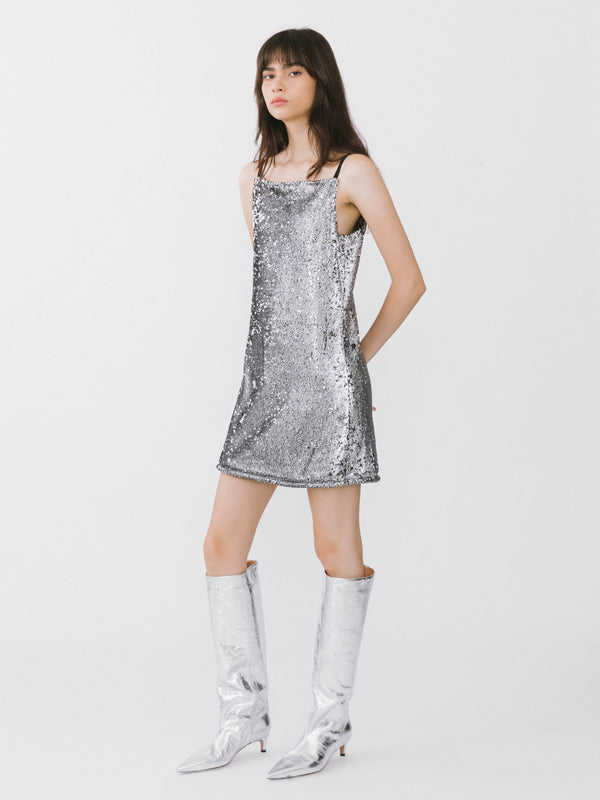 Cubic Silver Space Sling Dress Silver