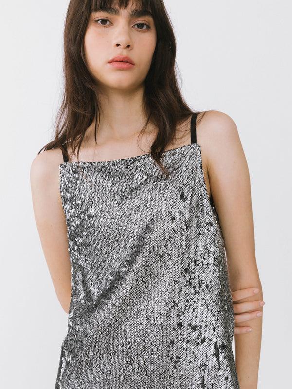 Cubic Silver Space Sling Dress Silver