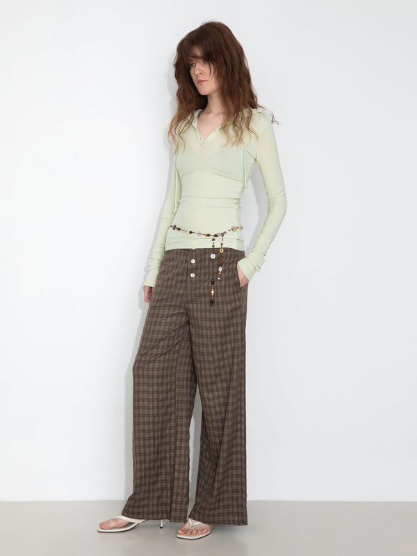 Cubic Slim-Fit Hooded V-Neck Long Sleeve Top Gray