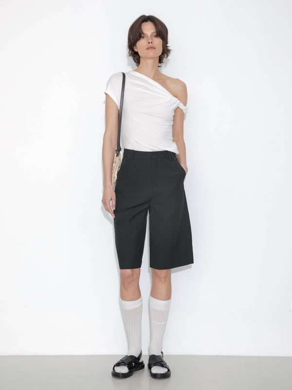 Cubic Slim-Fit One-Shoulder T-Shirt White