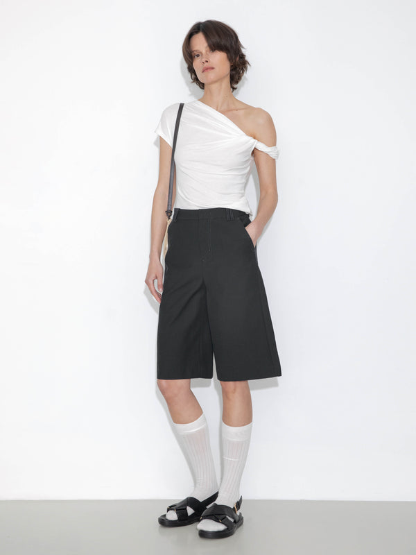 cubic Slim-Fit One-Shoulder T-Shirt White