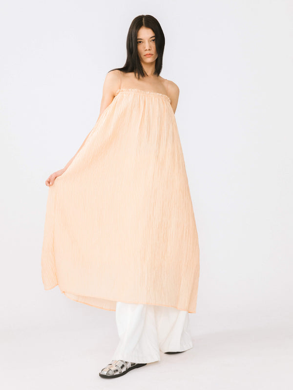 Cubic Spaghetti Strap A-line Maxi Dress Black