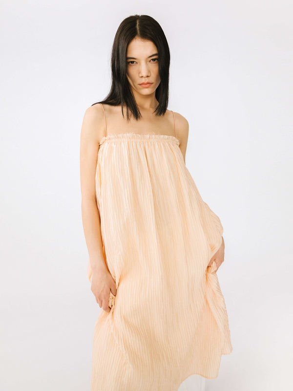 Cubic Spaghetti Strap A-line Maxi Dress Black