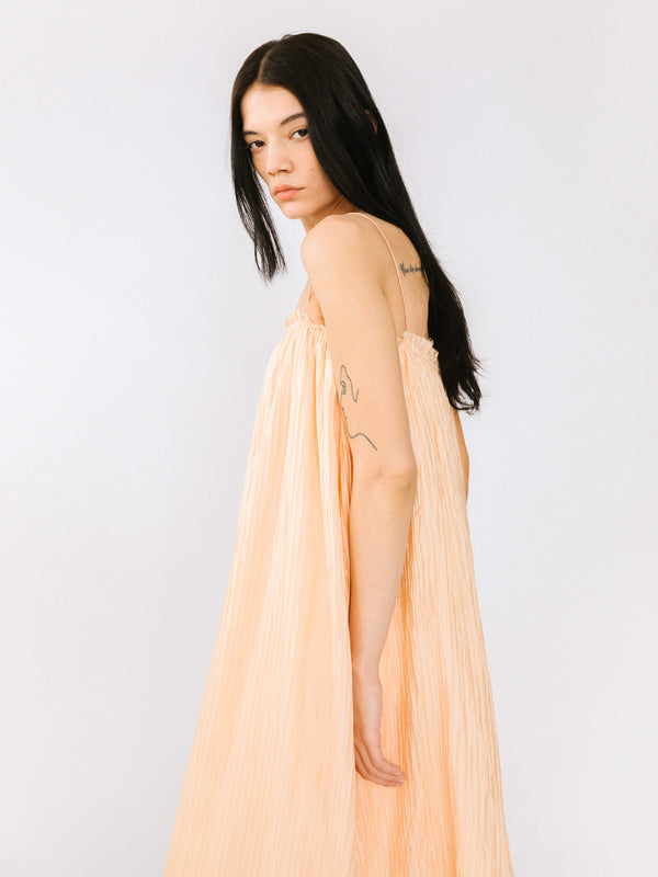 Cubic Spaghetti Strap A-line Maxi Dress Black