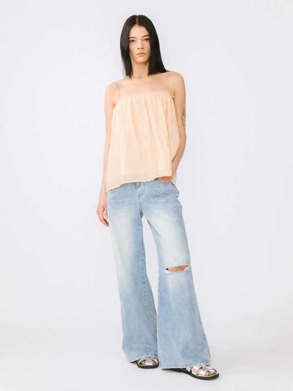 Cubic Spaghetti Strap A-line Top Black